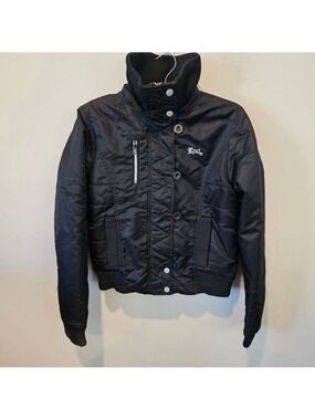 Women's LUST High Ribbed Collar Quilted Black Jacket Size M